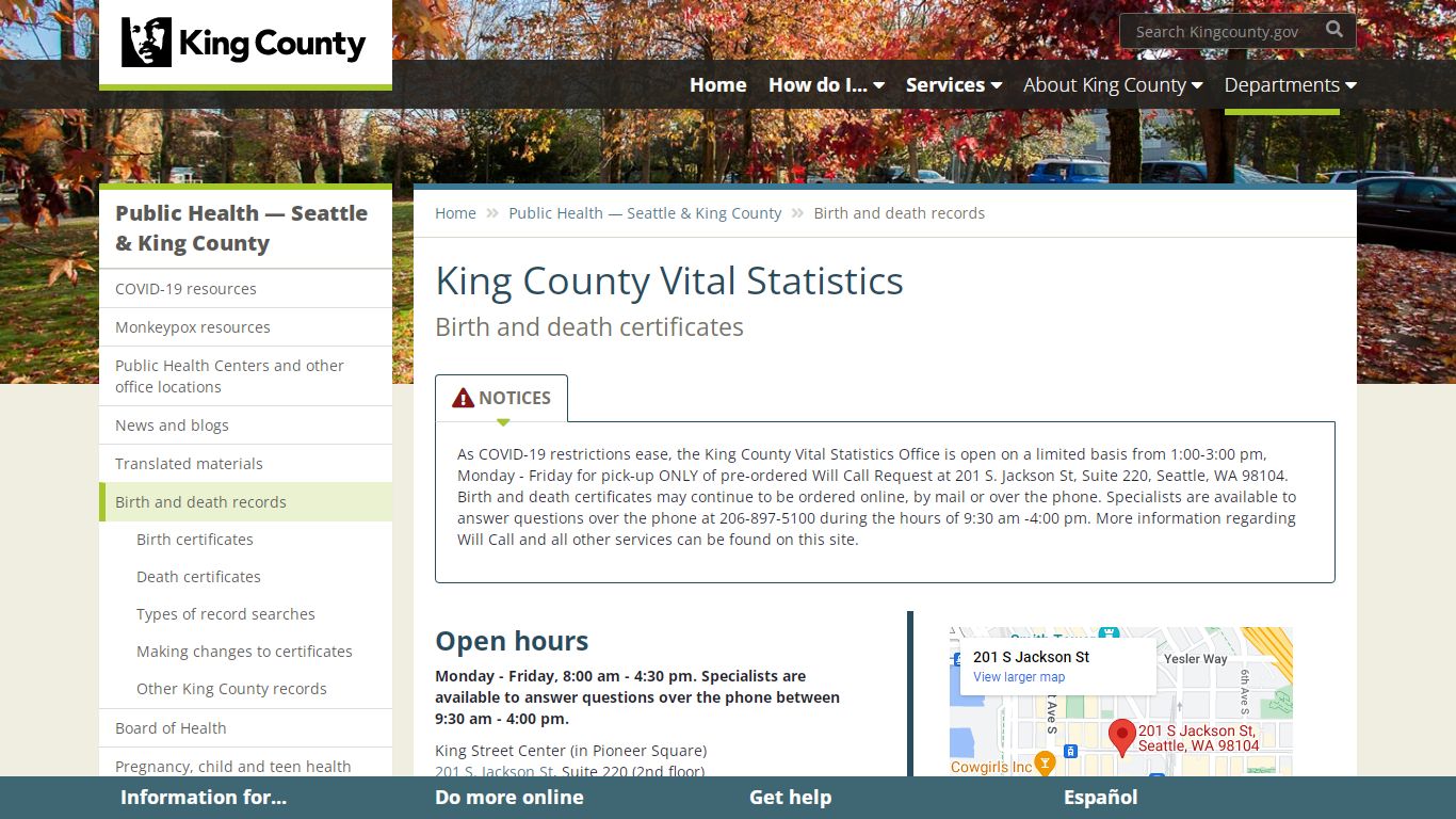 King County Vital Statistics - King County